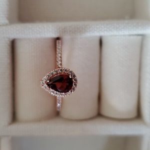 Size 9 Teardrop garnet ring - 14k rose gold